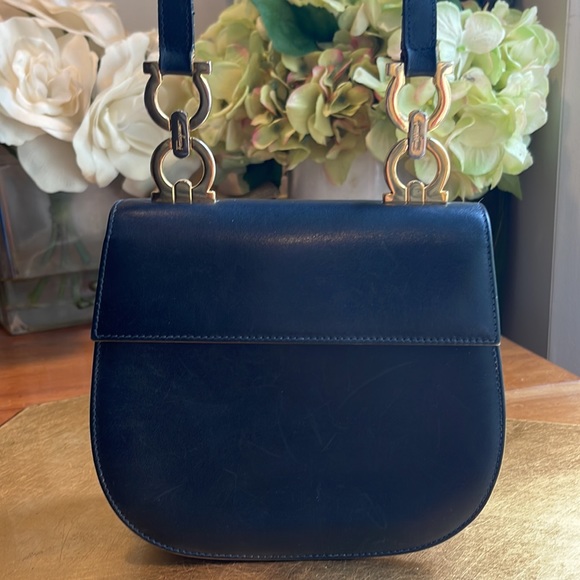 Salvatore Ferragamo Gancini Bit Flap Crossbody Bag in Dark Navy Leather - Picture 5 of 16